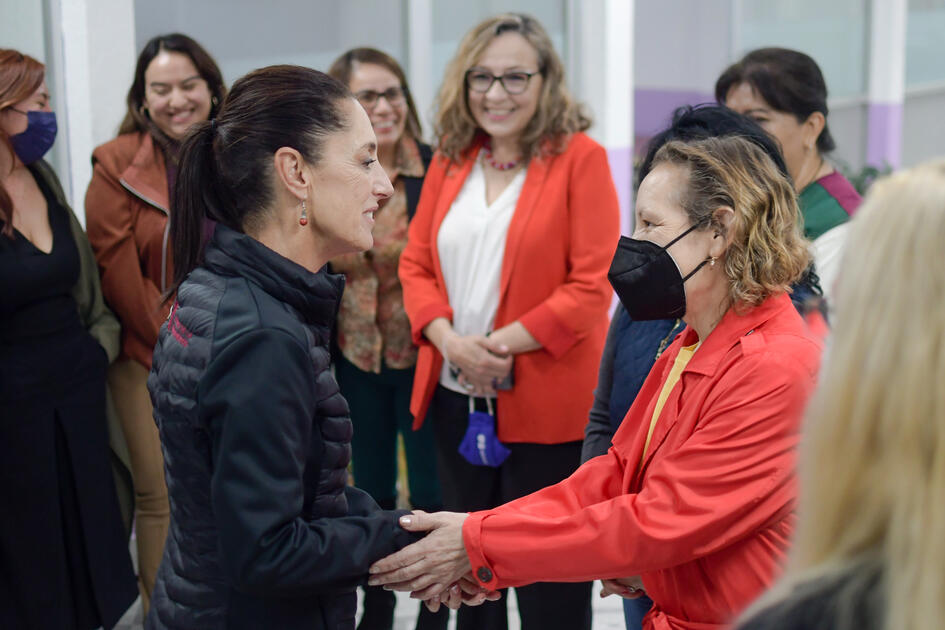 Claudia Sheinbaum en la unidad LUNAS Marcela Lagarde en la alcaldía Azcapotzalco. Junio 2022.