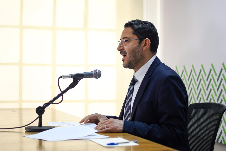Martí Batres, Secretario de Gobierno de la Ciudad de México, durante conferencia. Abril 2022.
